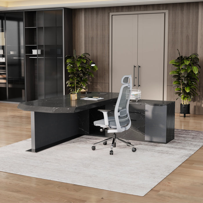 Khloe 95" L-shaped Executive Desk | AF Essence Firewood WX-P3502