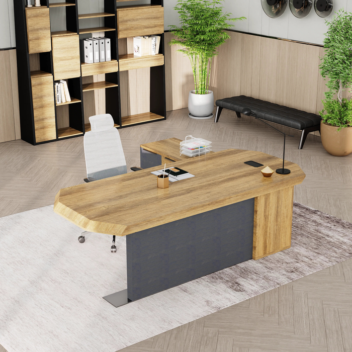 Khloe 95" L-shaped Executive Desk | AF Essence Firewood WX-P3502