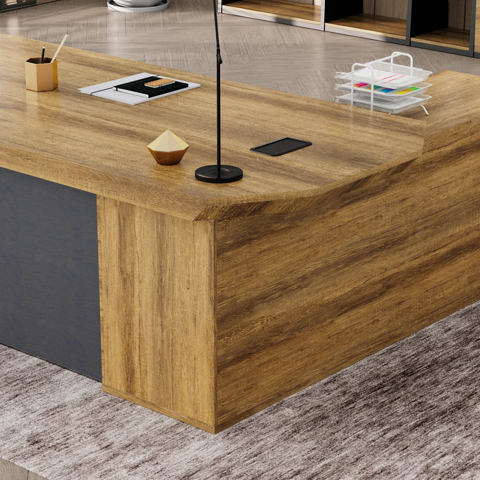 Khloe 95" L-shaped Executive Desk | AF Essence Firewood WX-P3502