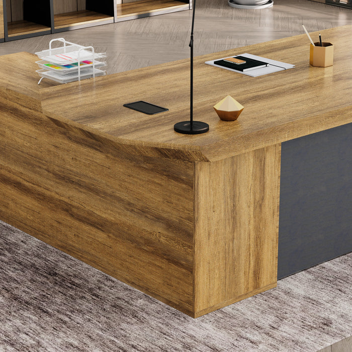 Khloe 95" L-shaped Executive Desk | AF Essence Firewood WX-P3502