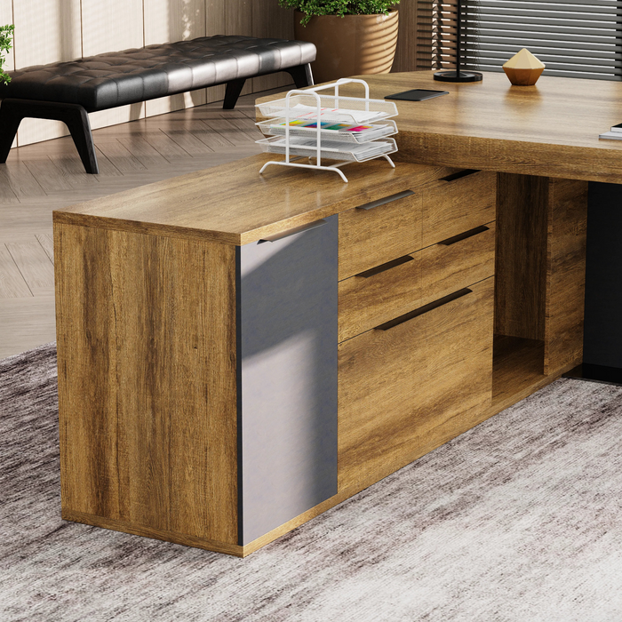 Khloe 95" L-shaped Executive Desk | AF Essence Firewood WX-P3502