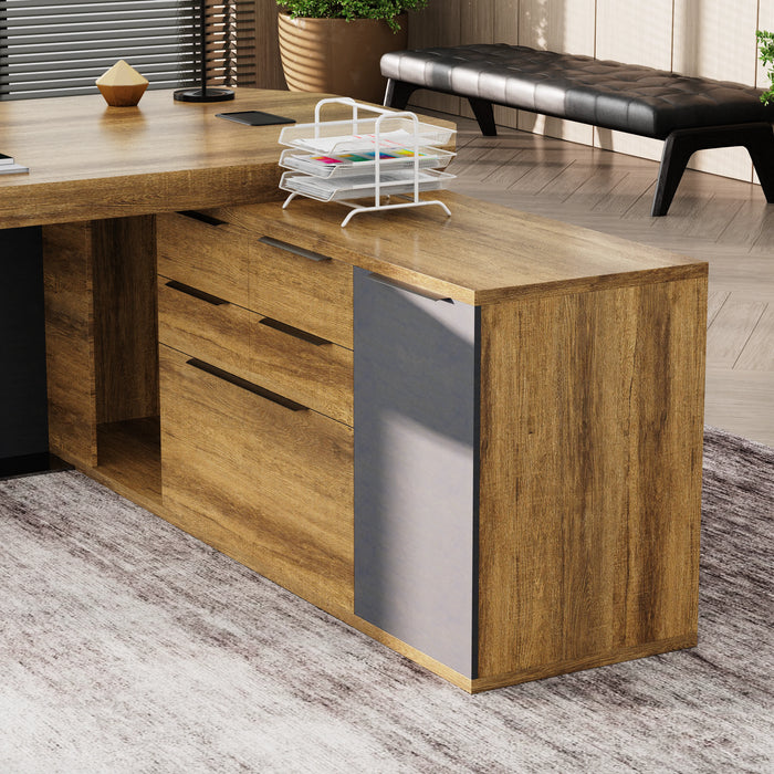 Khloe 95" L-shaped Executive Desk | AF Essence Firewood WX-P3502