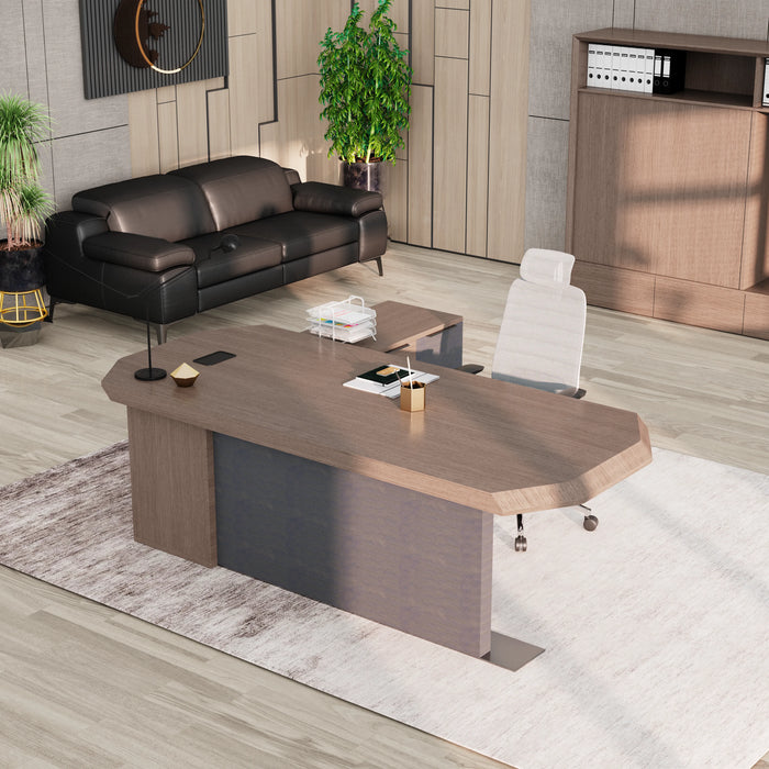 Khloe 95" L-shaped Executive Desk | AF Essence Firewood WX-P3502