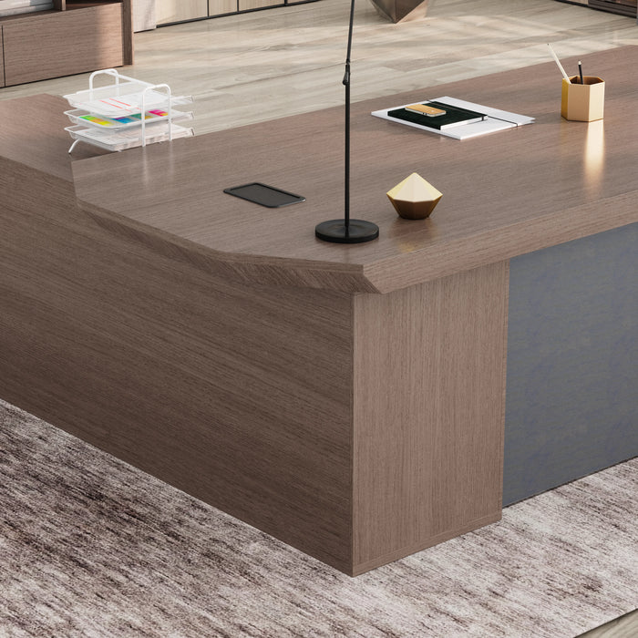 Khloe 95" L-shaped Executive Desk | AF Essence Firewood WX-P3502