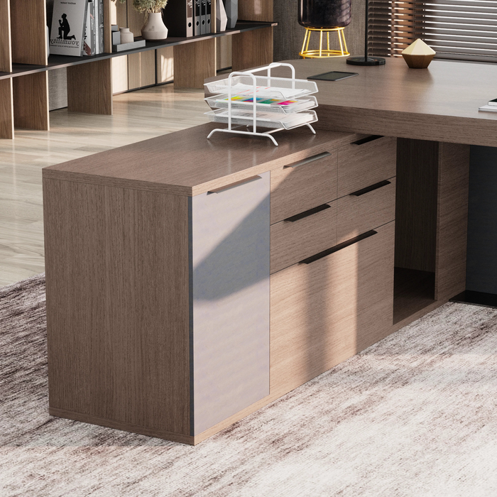 Khloe 95" L-shaped Executive Desk | AF Essence Firewood WX-P3502