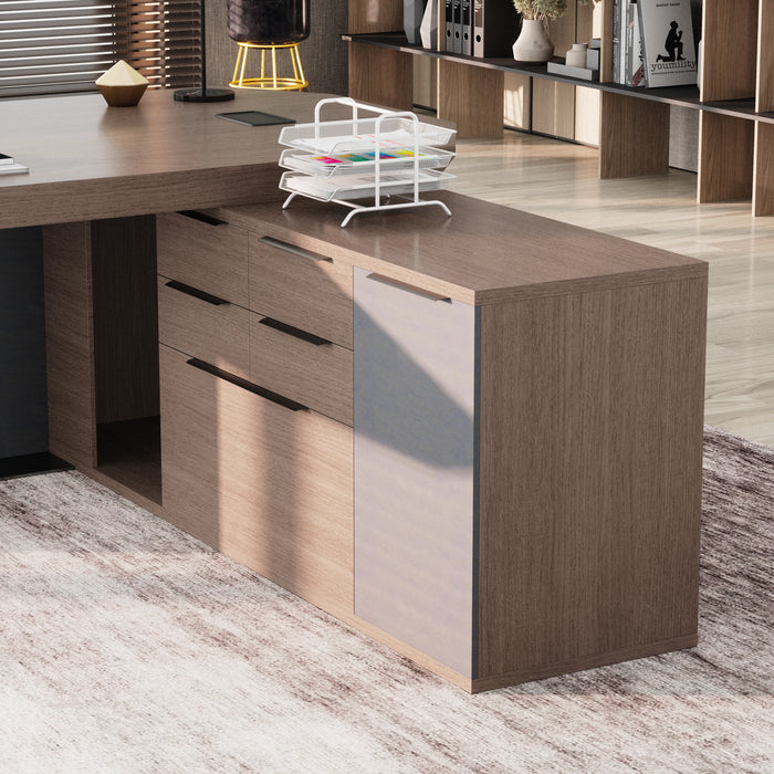 Khloe 95" L-shaped Executive Desk | AF Essence Firewood WX-P3502