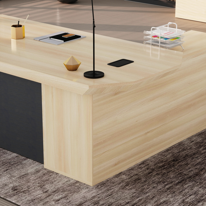 Khloe 95" L-shaped Executive Desk | AF Essence Firewood WX-P3502