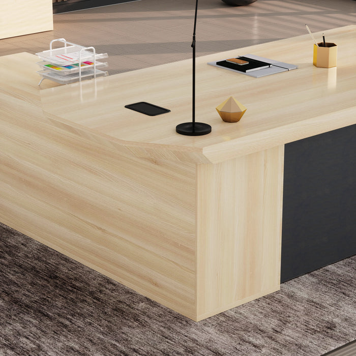 Khloe 95" L-shaped Executive Desk | AF Essence Firewood WX-P3502