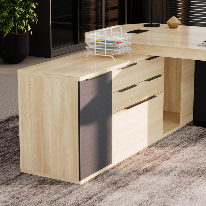 Khloe 95" L-shaped Executive Desk | AF Essence Firewood WX-P3502