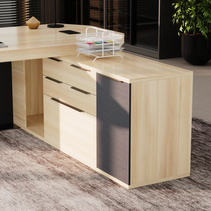 Khloe 95" L-shaped Executive Desk | AF Essence Firewood WX-P3502