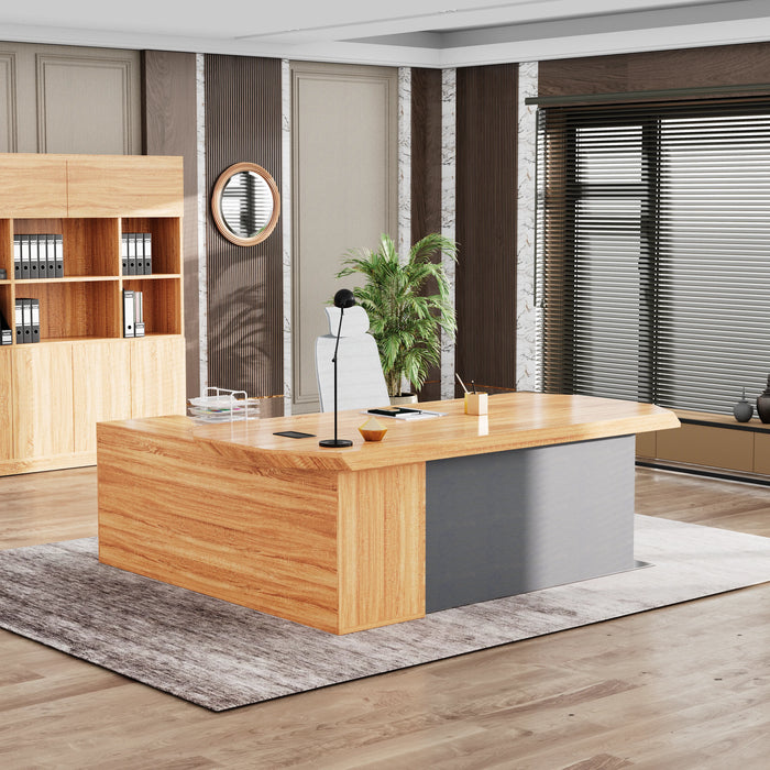 Khloe 95" L-shaped Executive Desk | AF Essence Firewood WX-P3502