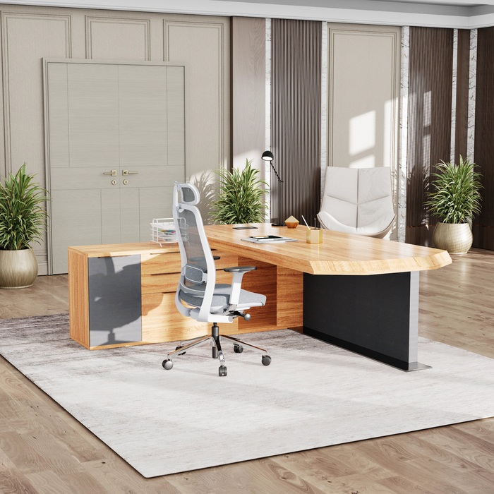 Khloe 95" L-shaped Executive Desk | AF Essence Firewood WX-P3502