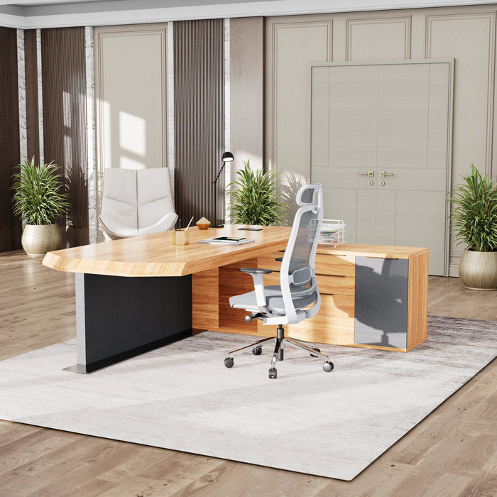 Khloe 95" L-shaped Executive Desk | AF Essence Firewood WX-P3502