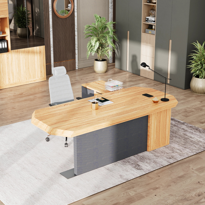 Khloe 95" L-shaped Executive Desk | AF Essence Firewood WX-P3502