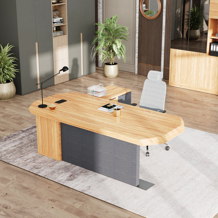 Khloe 95" L-shaped Executive Desk | AF Essence Firewood WX-P3502