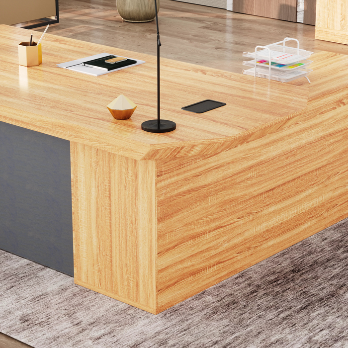 Khloe 95" L-shaped Executive Desk | AF Essence Firewood WX-P3502