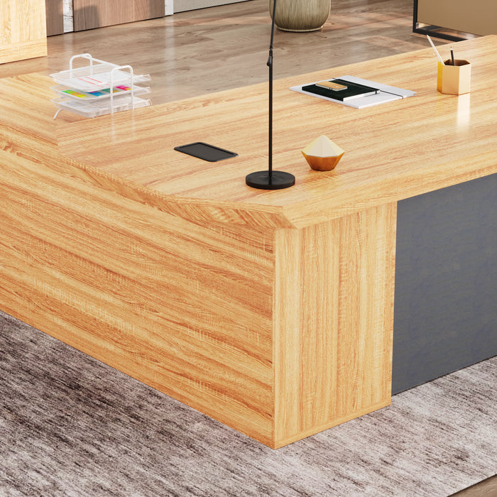 Khloe 95" L-shaped Executive Desk | AF Essence Firewood WX-P3502