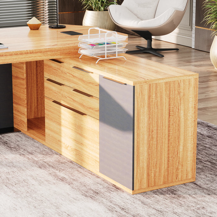 Khloe 95" L-shaped Executive Desk | AF Essence Firewood WX-P3502