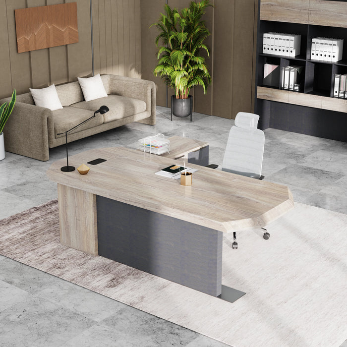 Khloe 95" L-shaped Executive Desk | AF Essence Firewood WX-P3502