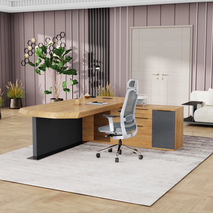 Khloe 95" L-shaped Executive Desk | AF Essence Firewood WX-P3502