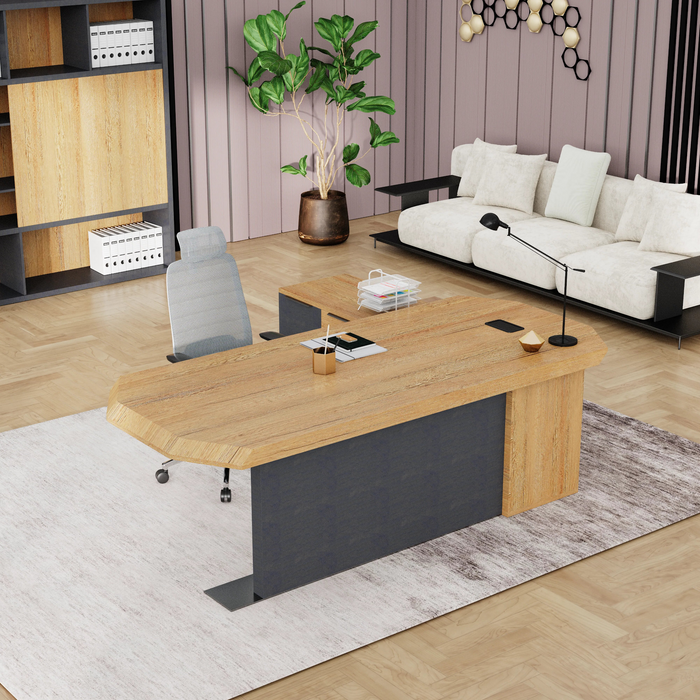 Khloe 95" L-shaped Executive Desk | AF Essence Firewood WX-P3502