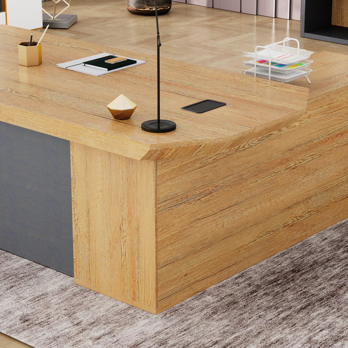 Khloe 95" L-shaped Executive Desk | AF Essence Firewood WX-P3502