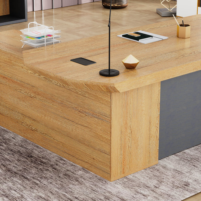 Khloe 95" L-shaped Executive Desk | AF Essence Firewood WX-P3502