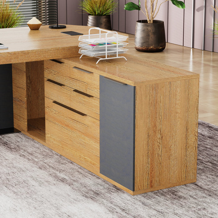 Khloe 95" L-shaped Executive Desk | AF Essence Firewood WX-P3502