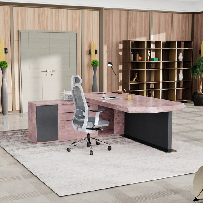 Khloe 95" L-shaped Executive Desk | AF Essence Firewood WX-P3502