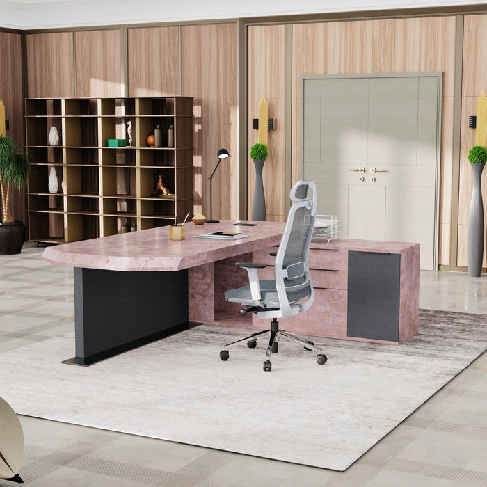 Khloe 95" L-shaped Executive Desk | AF Essence Firewood WX-P3502