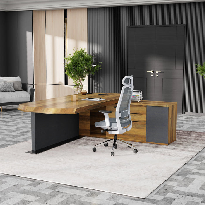 Khloe 95" L-shaped Executive Desk | AF Essence Firewood WX-P3502