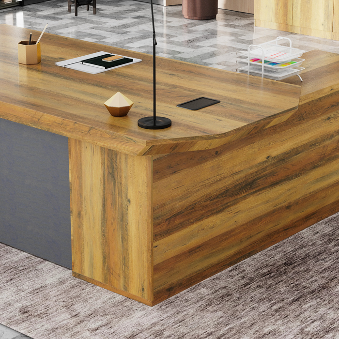 Khloe 95" L-shaped Executive Desk | AF Essence Firewood WX-P3502