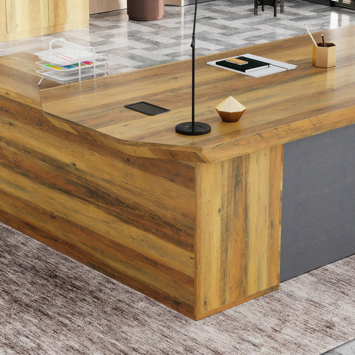 Khloe 95" L-shaped Executive Desk | AF Essence Firewood WX-P3502