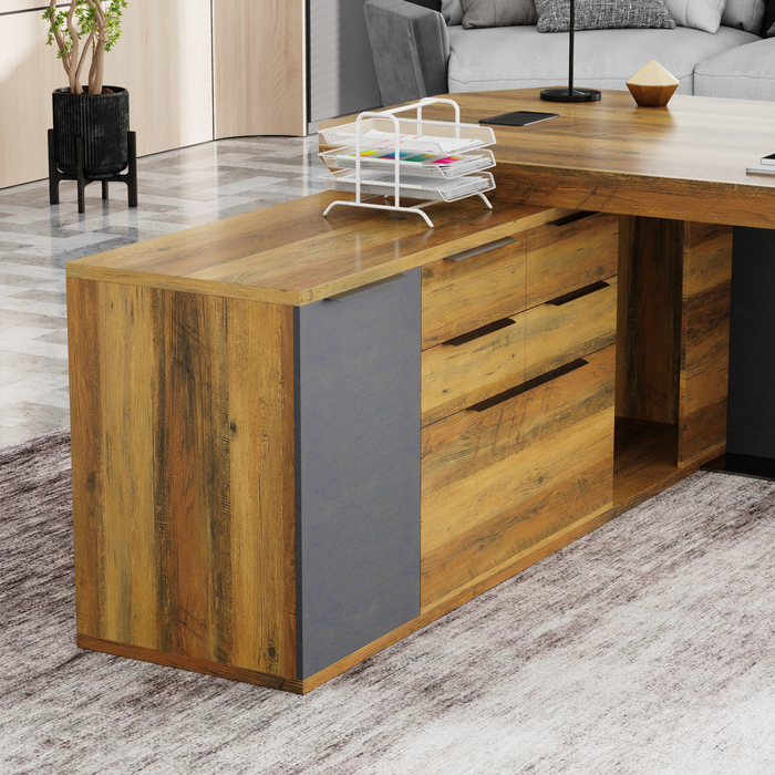 Khloe 95" L-shaped Executive Desk | AF Essence Firewood WX-P3502