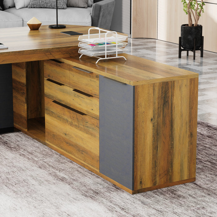 Khloe 95" L-shaped Executive Desk | AF Essence Firewood WX-P3502