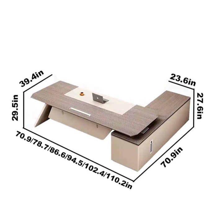 Konnie 71-110" Beige L-shaped Executive Desk | AF Legend Hermes JM-JB44