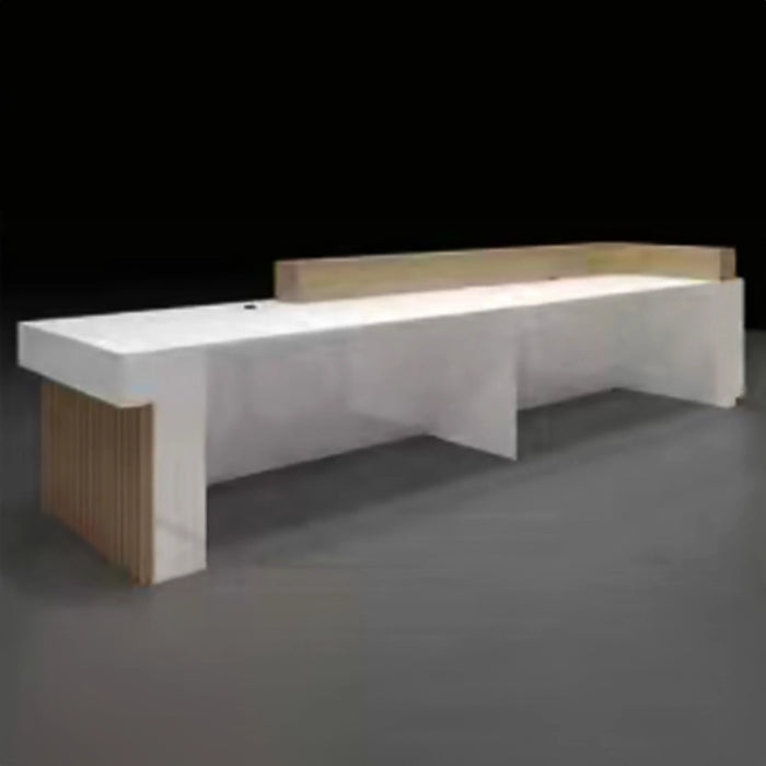 Arcadia Large Baked Gloss White Enamel Retail and Commercial Reception Desk for Resorts and Hotels, Retail Stores, and Lobbies