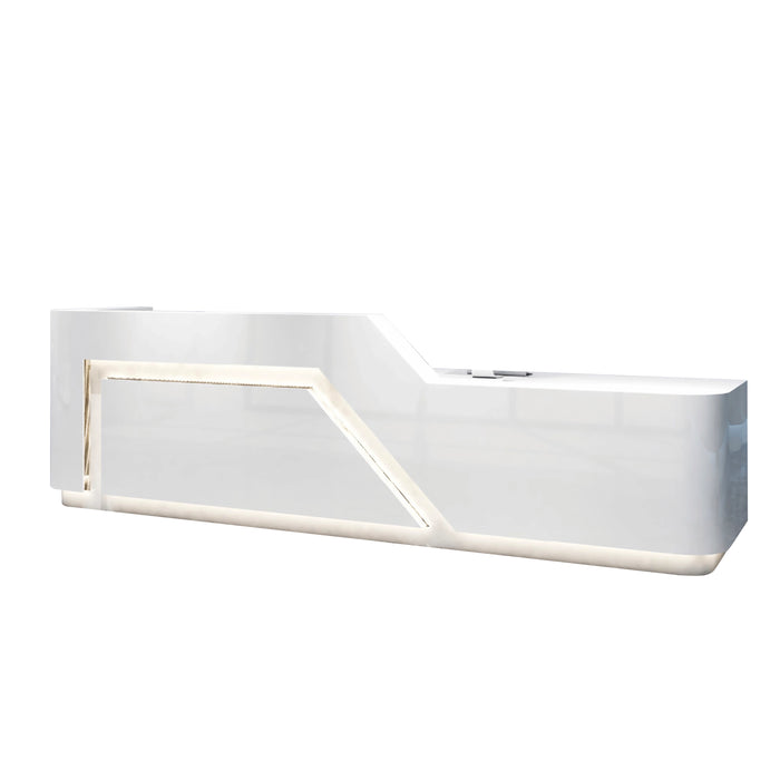 Arcadia Large Baked Angelic White Enamel Retail and Commercial Reception Desk for Resorts and Hotels, Retail Stores, and Lobbies