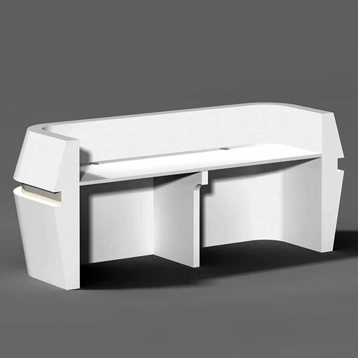 Arcadia Large Curved Baked Gloss White Enamel Retail and Commercial Reception Desk for Resorts and Hotels, Retail Stores, and Lobbies