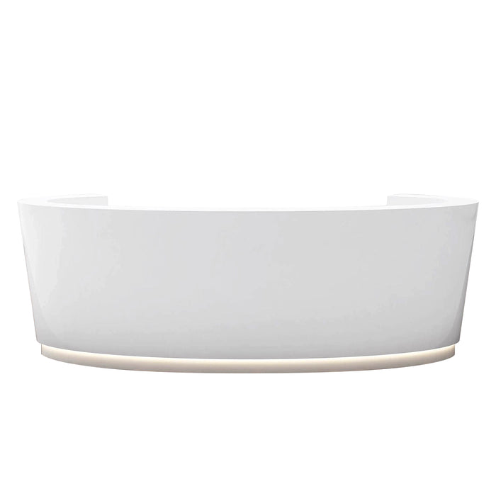 Arcadia Large Modern Rounded Baked Gloss White Enamel Retail and Commercial Reception Desk for Resorts and Hotels, Retail Stores, and Lobbies