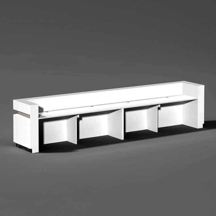 Arcadia Large Modern and Simple Baked Gloss White Enamel Retail and Commercial Reception Desk for Resorts and Hotels, Retail Stores, and Lobbies