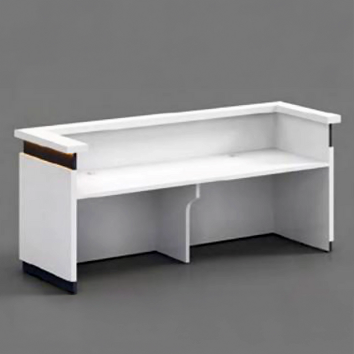 Arcadia Mid-sized Contemporary Baked Gloss White Enamel Retail and Commercial Reception Desk for Resorts and Hotels, Retail Stores, and Lobbies