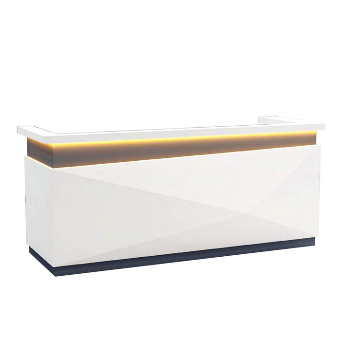 Arcadia Mid-sized Contemporary Baked Gloss White Enamel Retail and Commercial Reception Desk for Resorts and Hotels, Retail Stores, and Lobbies
