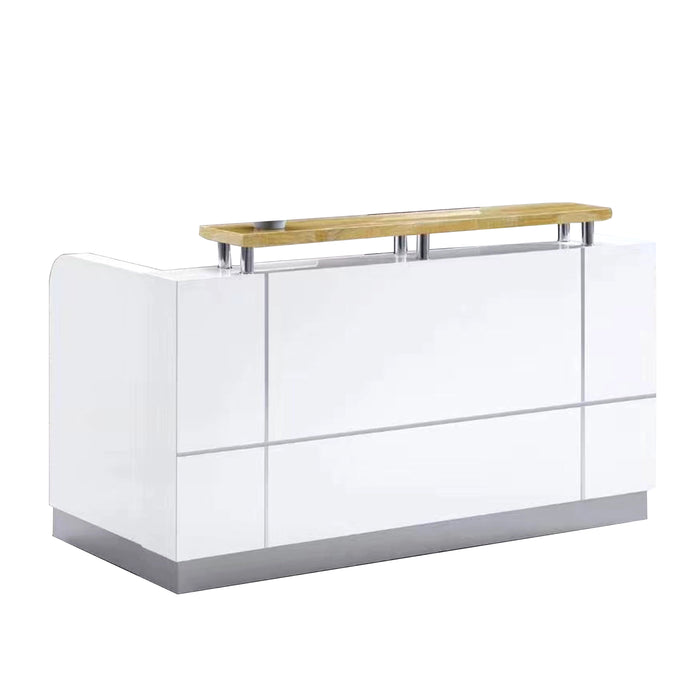 Arcadia Mid-sized Convenient Baked Gloss White Enamel Retail and Commercial Reception Desk for Resorts and Hotels, Retail Stores, and Lobbies