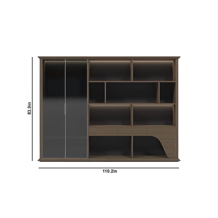 Logan 94-150" Brown Library Wall Shelving Unit | AF Legend Poseidon JY-GLB01-5