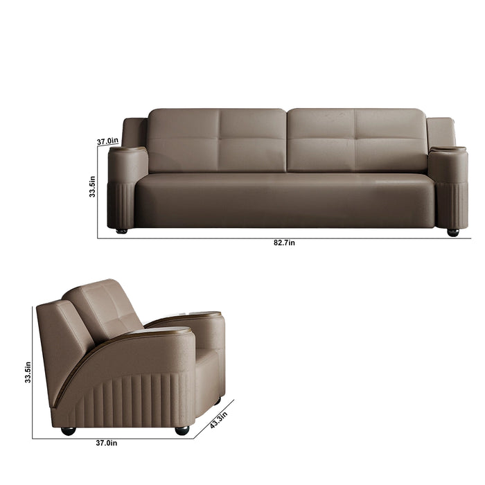 Terra 43-83" Brown Microfiber Leather Lounge Seating Sofas | AF ZT-Z485008