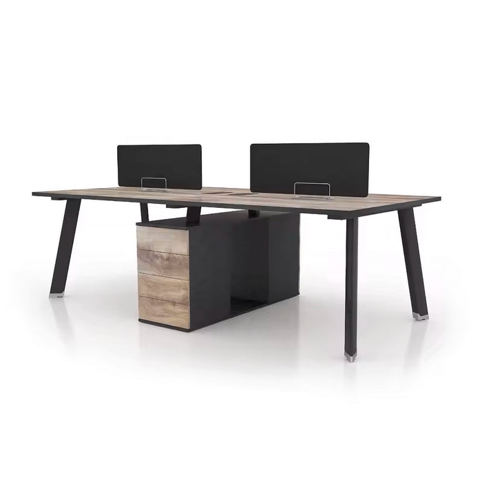 Arcadia Professional Deepwood Harmony Commercial Staff Office Workplace Four-Seat Workstation Desks Suitable for Offices