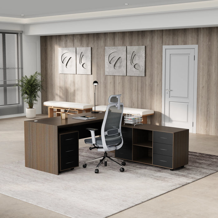 Neptune 63-71" Rectangular Executive Desk with Mobile Return | AF Essence Mooreen WX-E1508