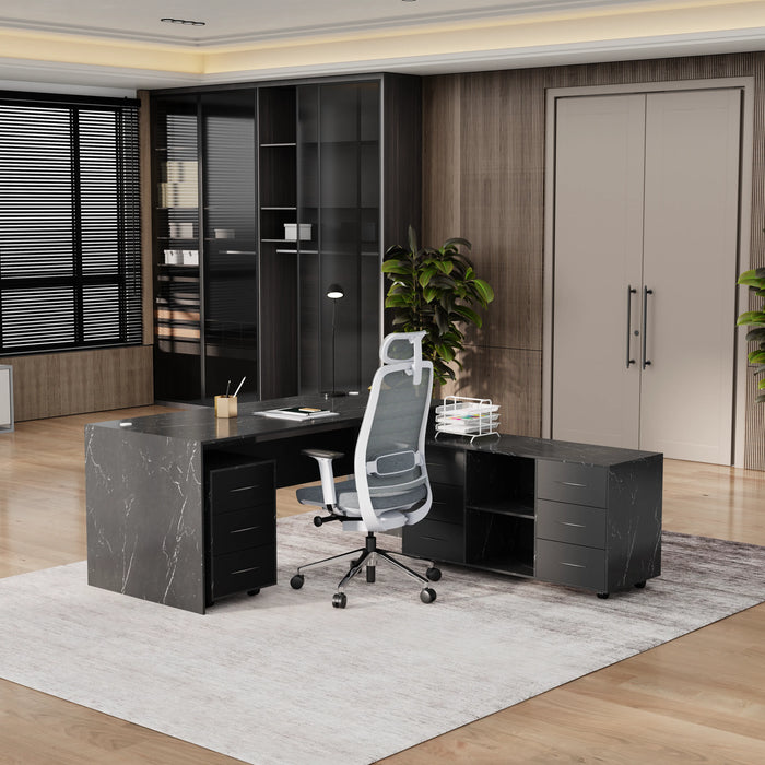 Neptune 63-71" Rectangular Executive Desk with Mobile Return | AF Essence Mooreen WX-E1508