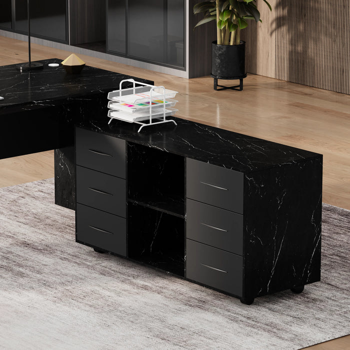 Neptune 63-71" Rectangular Executive Desk with Mobile Return | AF Essence Mooreen WX-E1508